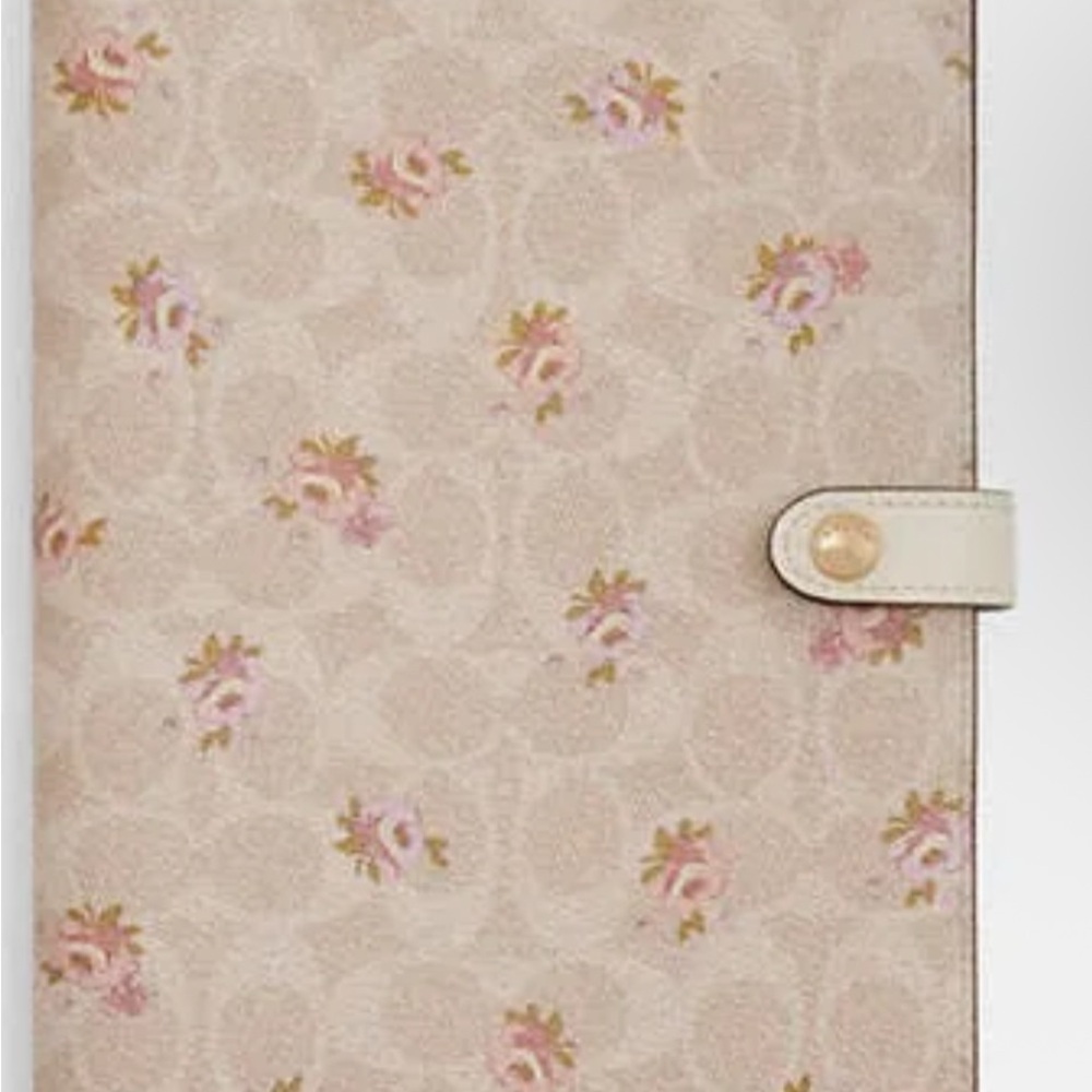 Coach Notebook Leather Cover Flowers with Button Closure